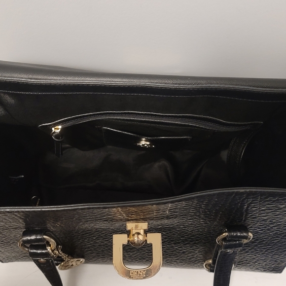 DKNY Large Pebbled Leather Satchel  Briefcase Bag  FITS TONS! - Picture 11 of 14